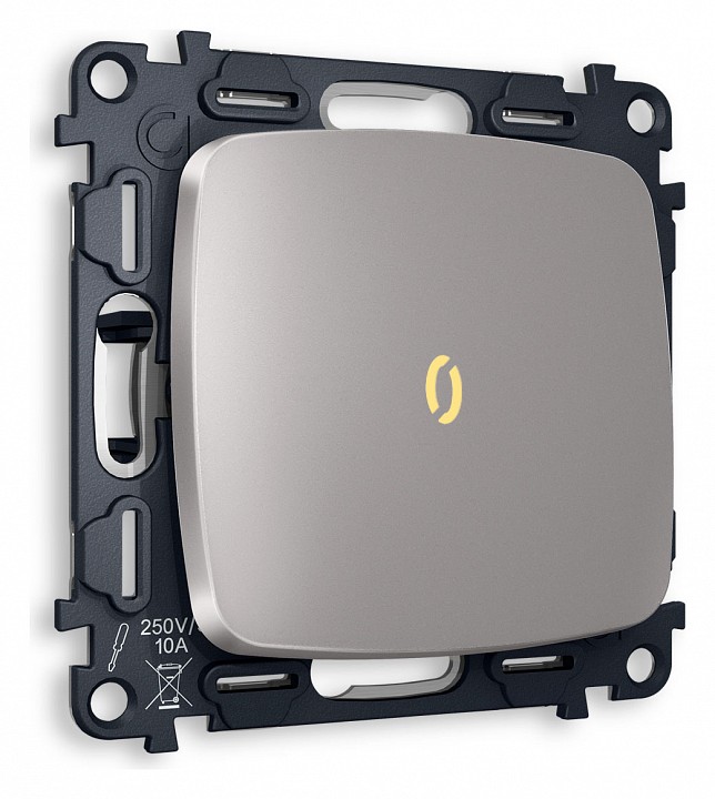 Выключатель проходной одноклавишный с подсветкой без рамки ambrella volt omega mo502030