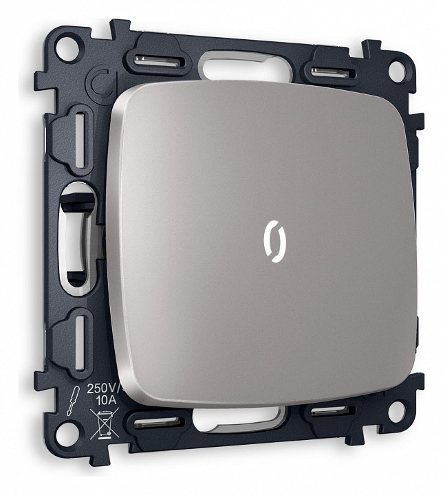 Выключатель проходной одноклавишный с подсветкой без рамки ambrella volt omega mo502035