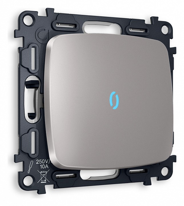 Выключатель проходной одноклавишный с подсветкой без рамки ambrella volt omega mo502040