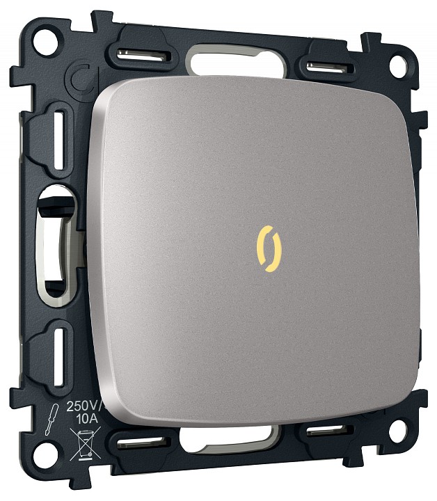 Выключатель самовозвратный одноклавишный с подсветкой, Без рамки ambrella volt mo mo502050