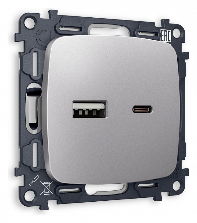 Розетка 2хusb type a и c без рамки ambrella volt omega mo511010