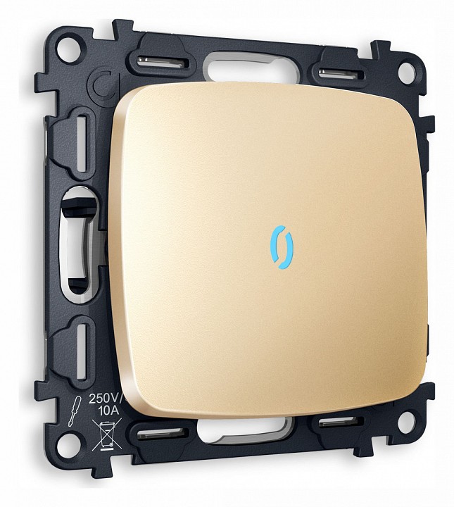 Выключатель одноклавишный с подсветкой без рамки ambrella volt omega mo602020