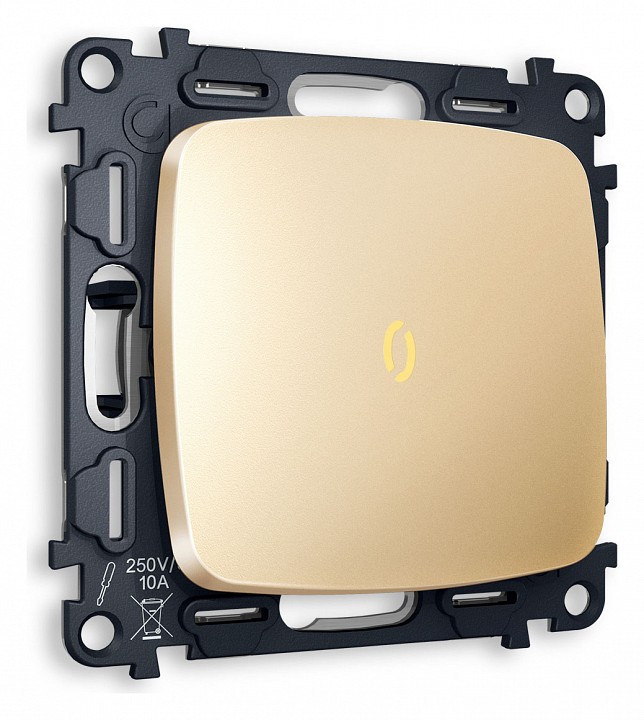 Выключатель проходной одноклавишный с подсветкой без рамки ambrella volt omega mo602030