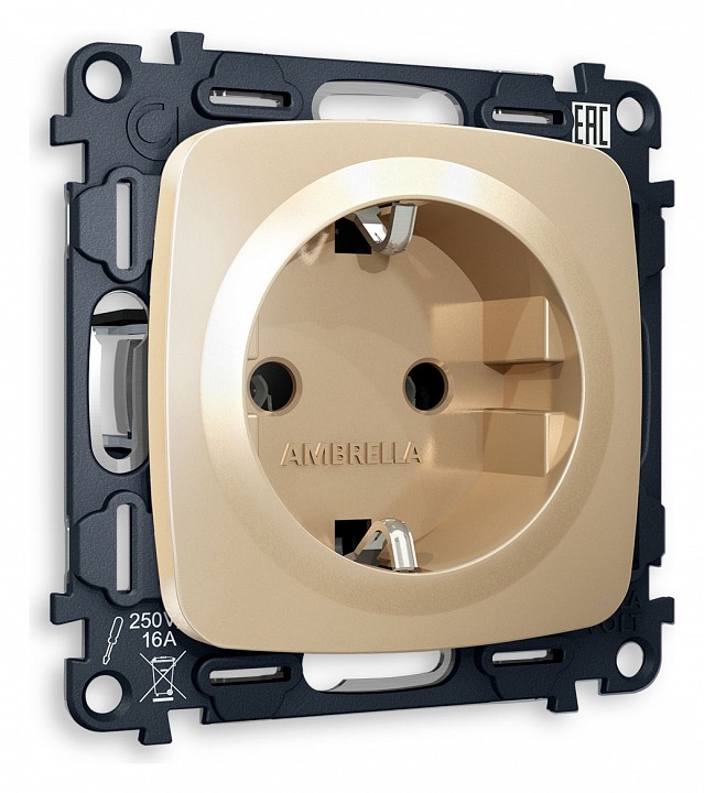 Розетка с заземлением, Без рамки ambrella volt omega mo606010