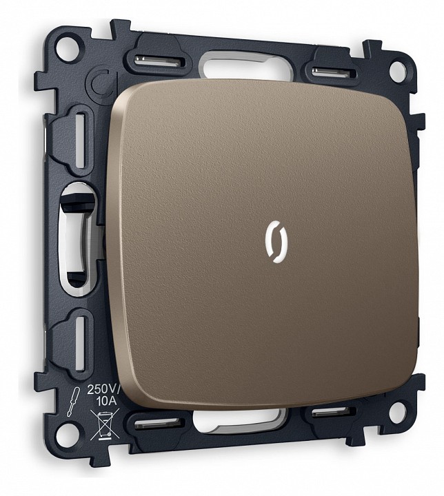 Выключатель одноклавишный с подсветкой без рамки ambrella volt omega mo632015