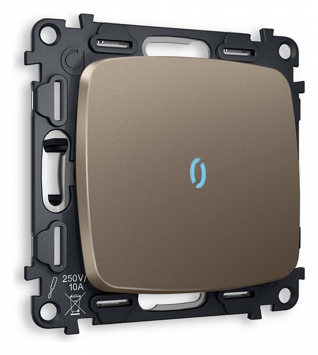 Выключатель одноклавишный с подсветкой без рамки ambrella volt omega mo632020