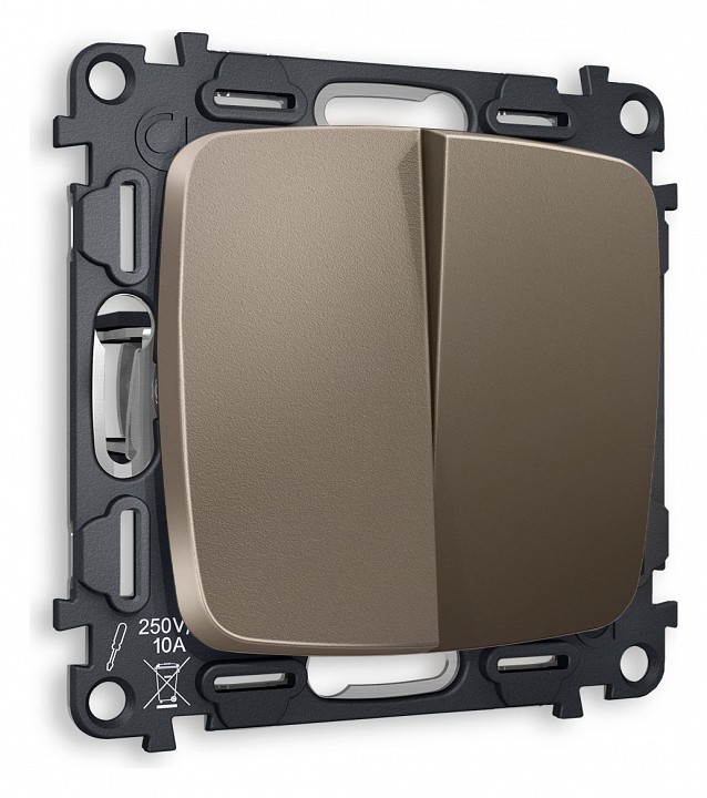 Выключатель двухклавишный без рамки ambrella volt omega mo633010