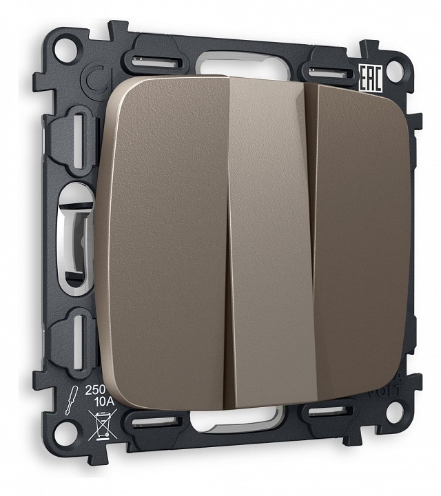 Выключатель трехклавишный без рамки ambrella volt omega mo635010