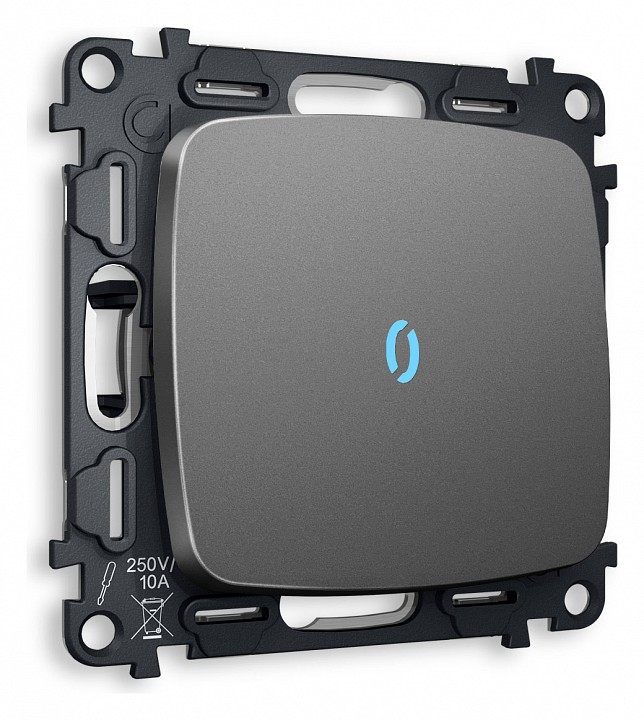 Выключатель одноклавишный с подсветкой без рамки ambrella volt omega mo652020