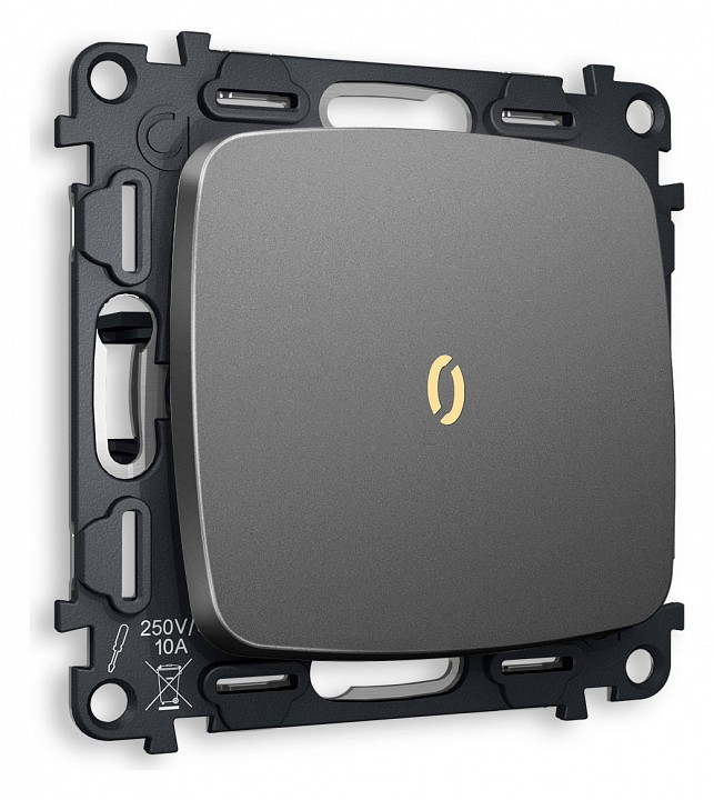 Выключатель проходной одноклавишный с подсветкой без рамки ambrella volt omega mo652030