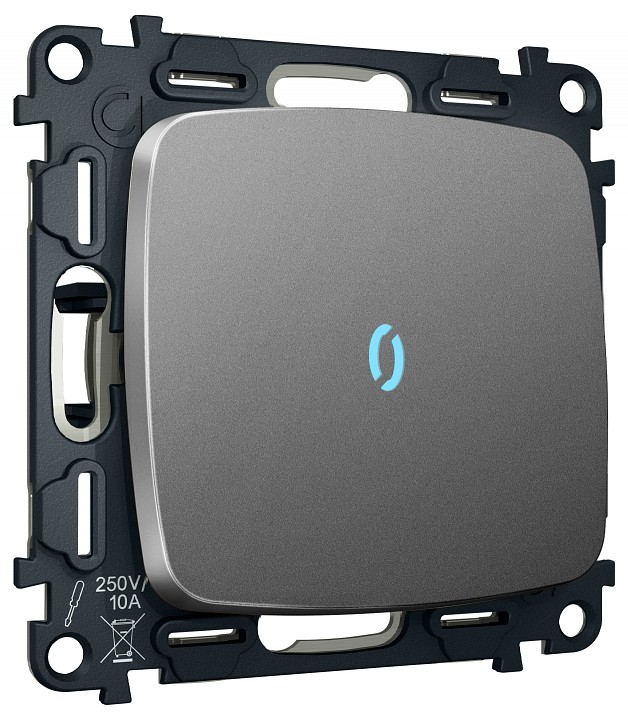 Выключатель самовозвратный одноклавишный с подсветкой, Без рамки ambrella volt mo mo652060