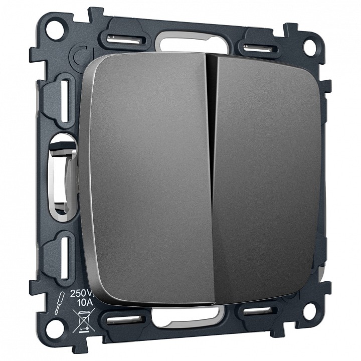 Выключатель перекрестный двухклавишный без рамки ambrella volt omega mo653030