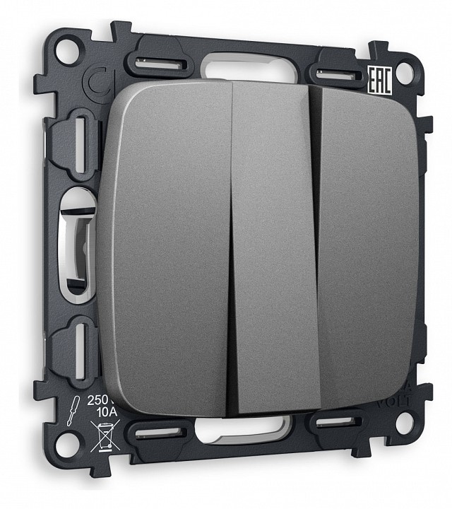 Выключатель трехклавишный без рамки ambrella volt omega mo655010