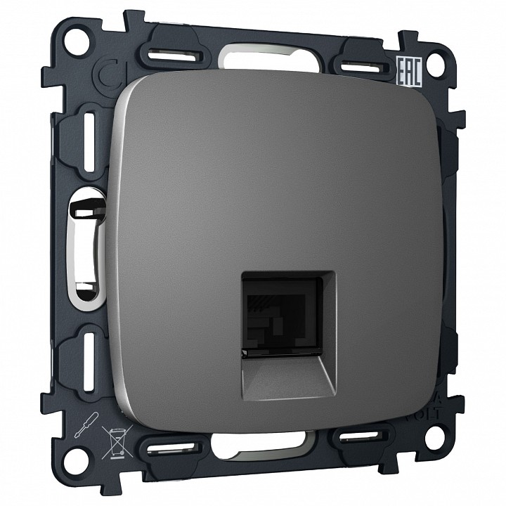 Розетка ethernet rj-45 и со шторками, Без рамки ambrella volt omega mo662005