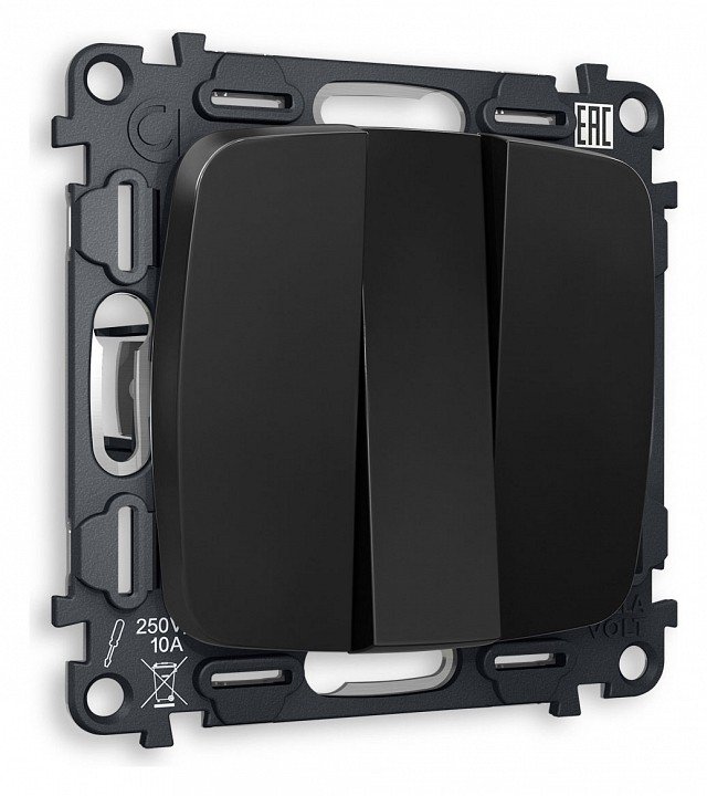 Выключатель трехклавишный без рамки ambrella volt omega mo805010