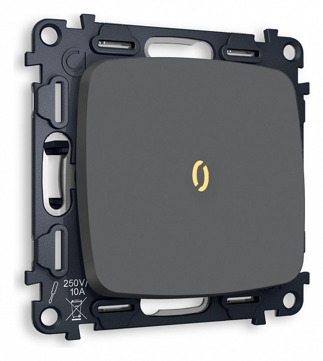 Выключатель одноклавишный с подсветкой без рамки ambrella volt omega mo902010