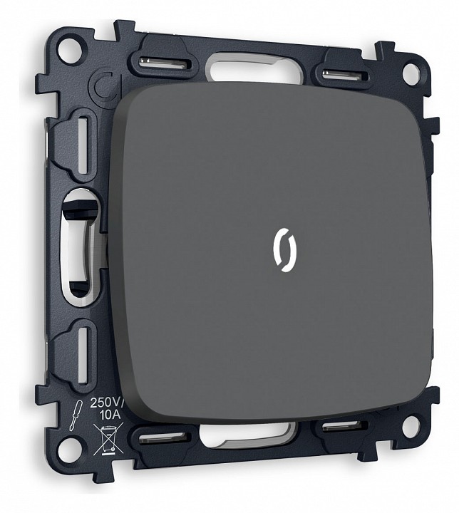 Выключатель проходной одноклавишный с подсветкой без рамки ambrella volt omega mo902035