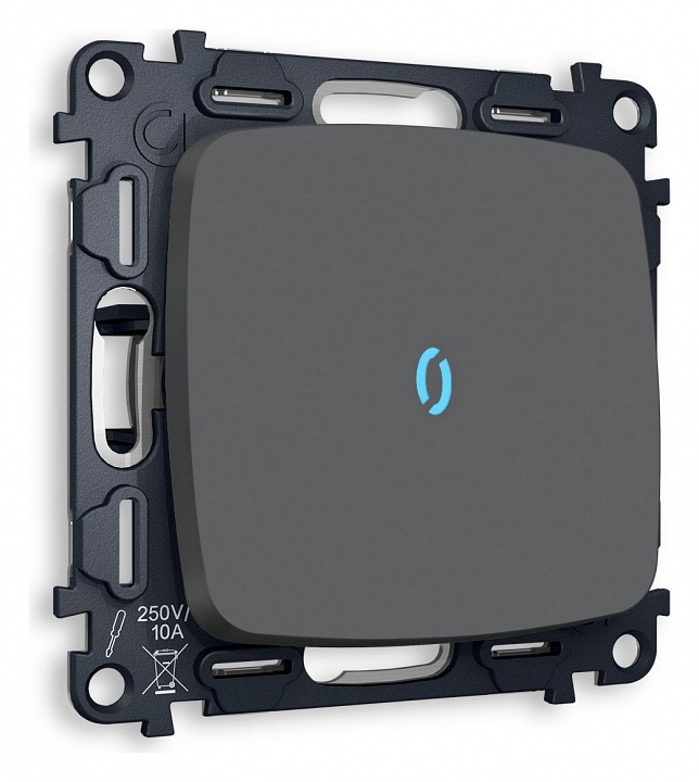 Выключатель проходной одноклавишный с подсветкой без рамки ambrella volt omega mo902040