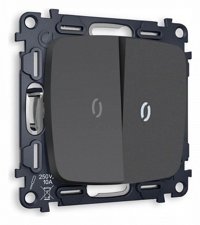 Выключатель двухклавишный с подсветкой без рамки ambrella volt omega mo904015