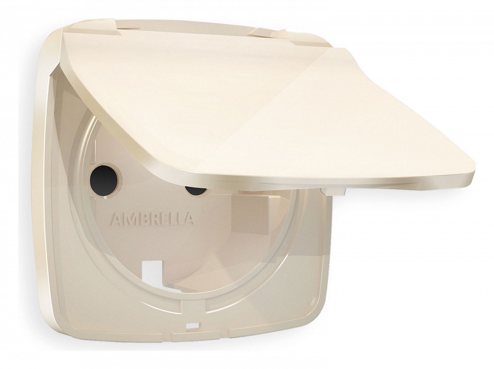 Накладка для розетки влагозащищенной с заземлением и со шторками с крышкой ambrella volt omega op3080