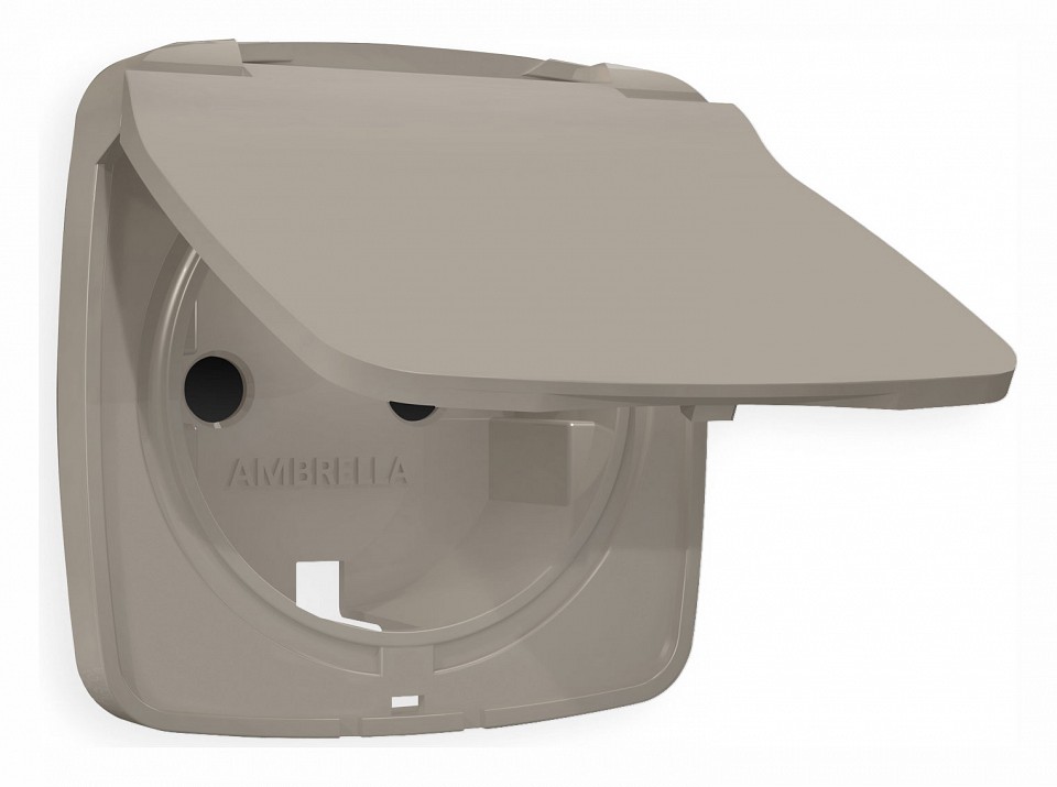 Накладка для розетки влагозащищенной с заземлением и со шторками с крышкой ambrella volt omega op3680