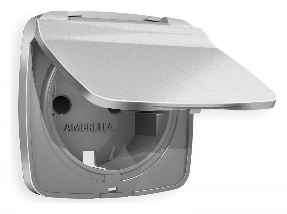 Накладка для розетки влагозащищенной с заземлением и со шторками с крышкой ambrella volt omega op5080