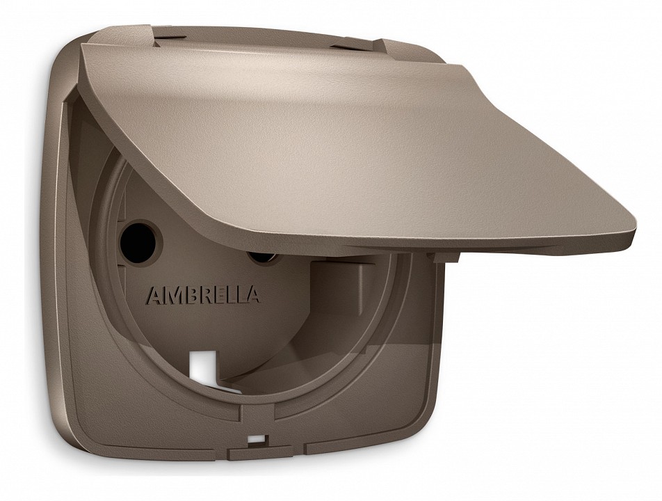 Накладка для розетки влагозащищенной с заземлением и со шторками с крышкой ambrella volt omega op6380