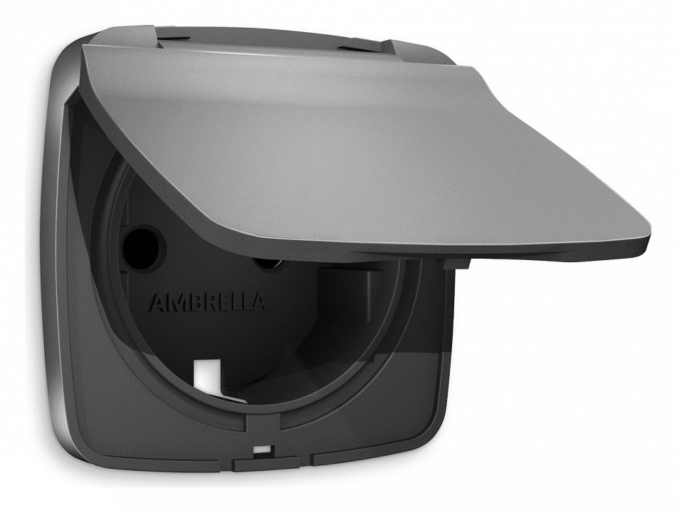 Накладка для розетки влагозащищенной с заземлением и со шторками с крышкой ambrella volt omega op6580