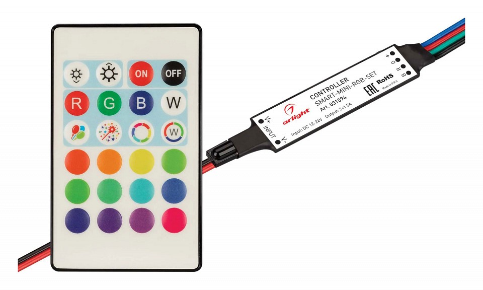 Контроллер-регулятор цвета rgb с пультом ду arlight smart 031594