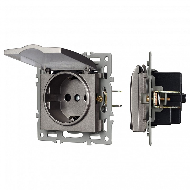 Розетка влагозащищенная с заземлением и со шторкой, Без рамки с крышкой arlight sct 043747