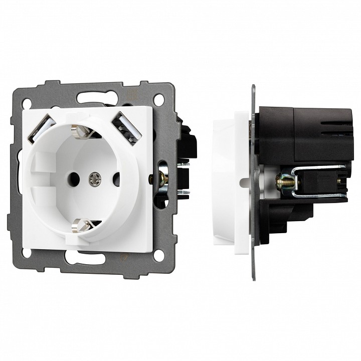 Розетка с заземлением и 2хusb type a, Без рамки arlight sct 049818