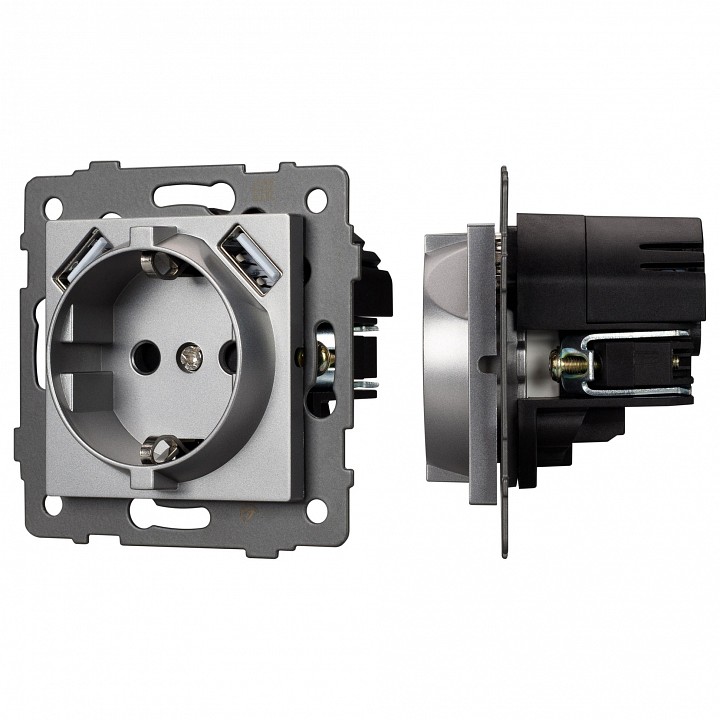 Розетка с заземлением и 2хusb type a, Без рамки arlight sct 049820