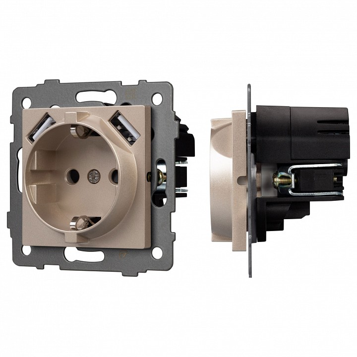 Розетка с заземлением и 2хusb type a, Без рамки arlight sct 049821