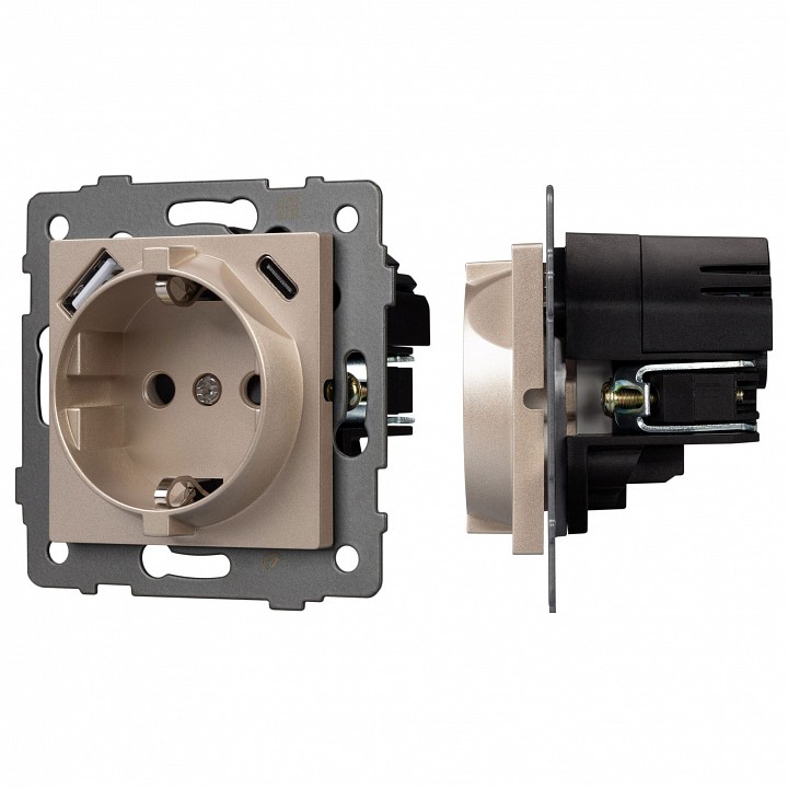 Розетка с заземлением и 2хusb type a и c, Без рамки arlight sct 049832