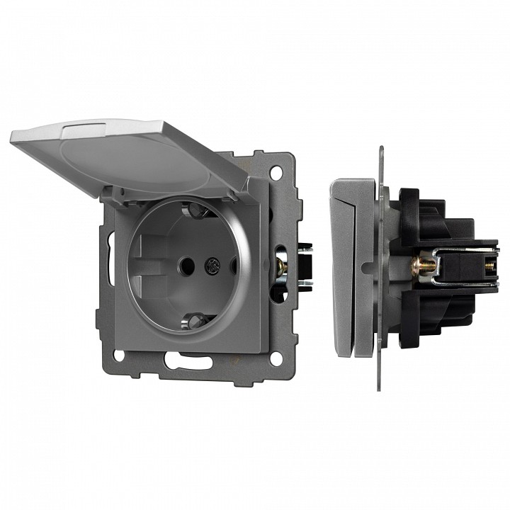 Розетка влагозащищенная с заземлением и со шторкой, Без рамки с крышкой arlight sct 049836