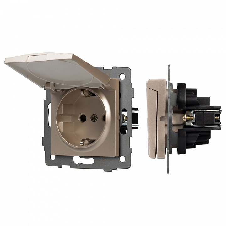 Розетка влагозащищенная с заземлением и со шторкой, Без рамки с крышкой arlight sct 049837