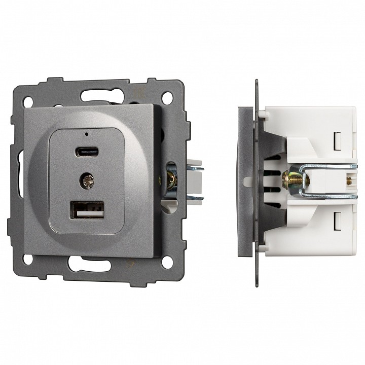 Механизм розетки 2хusb type a и c arlight sct 049840