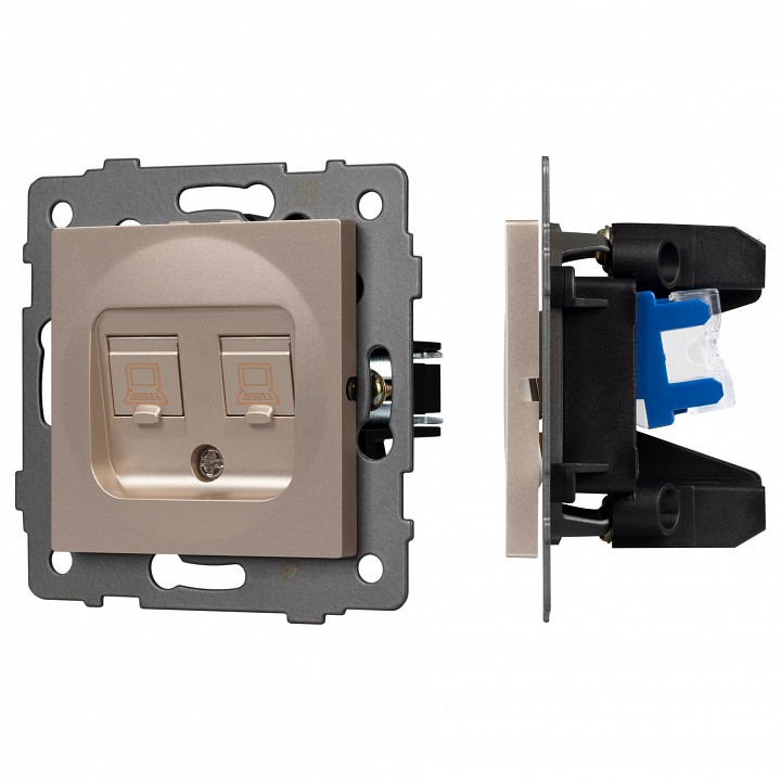Розетка двойная rj-12 и ethernet rj-45, Без рамки arlight sct 049850