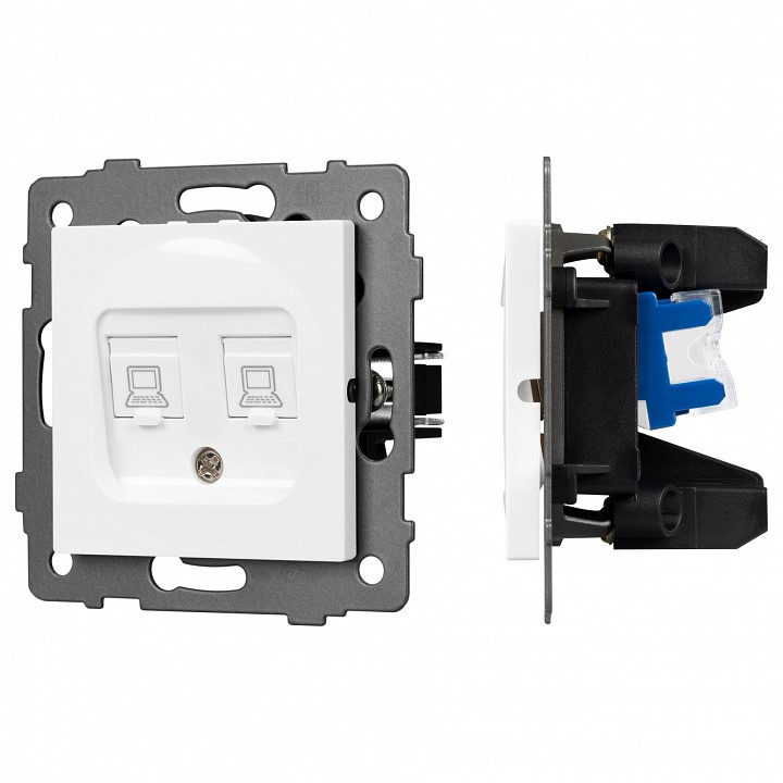 Розетка двойная rj-12 и ethernet rj-45, Без рамки arlight sct 049854