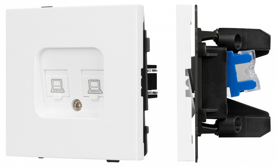 Розетка двойная ethernet rj-45 и со шторками, Без рамки arlight sct-tendo 054100