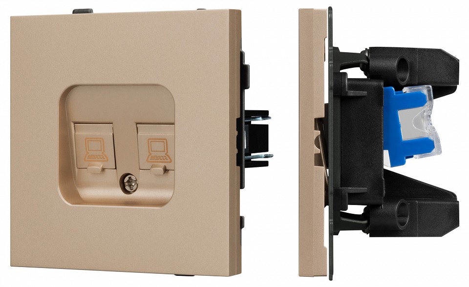 Розетка двойная ethernet rj-45 и со шторками, Без рамки arlight sct-tendo 054103