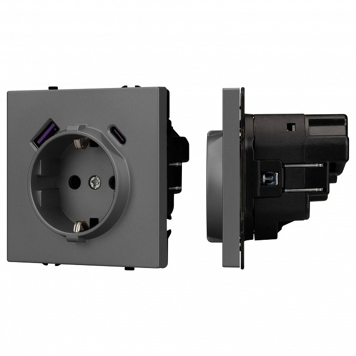 Розетка с заземлением и 2хusb type a, Без рамки arlight sct 054287