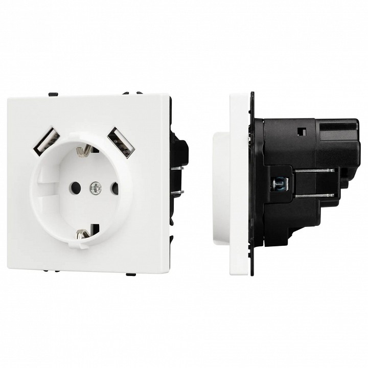 Розетка с заземлением и 2хusb type a, Без рамки arlight sct 054288