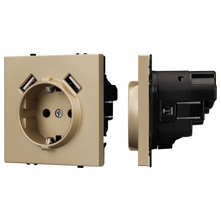 Розетка с заземлением и 2хusb type a, Без рамки arlight sct 054290