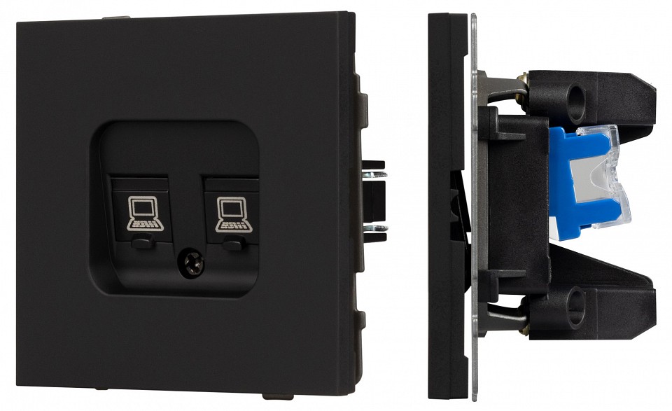 Розетка двойная ethernet rj-45 и со шторками, Без рамки arlight sct-tendo 054595