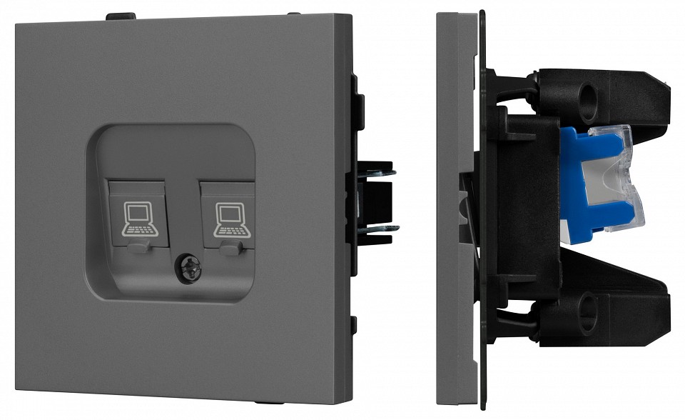 Розетка двойная ethernet rj-45 и со шторками, Без рамки arlight sct-tendo 054597