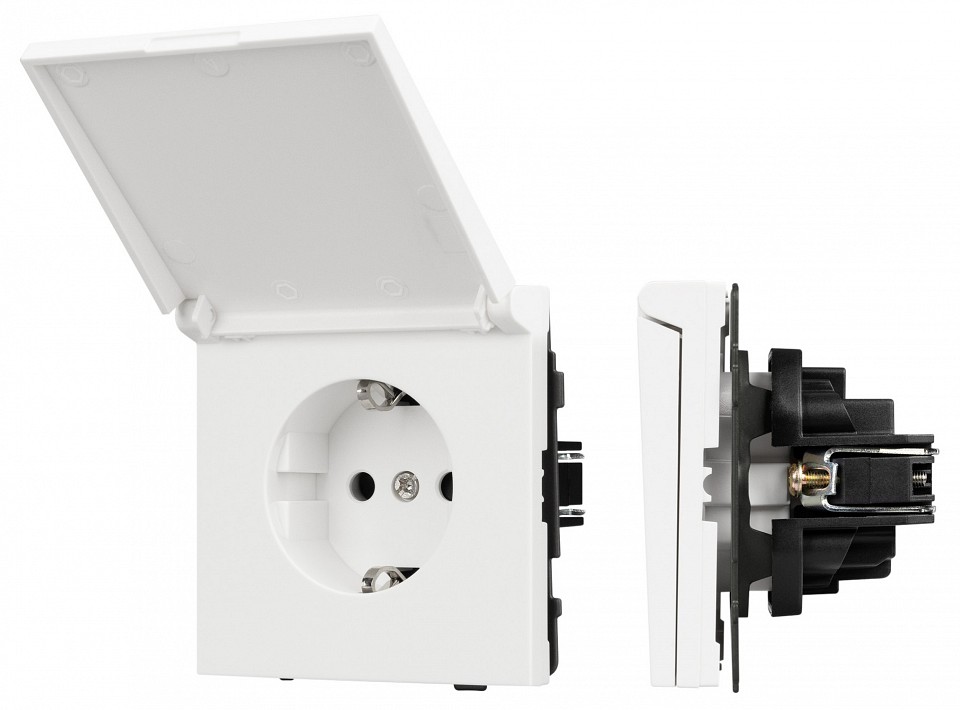 Розетка влагозащищенная с заземлением с крышкой, Без рамки arlight sct-tendo 054602