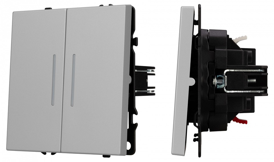 Выключатель проходной двухклавишный с подсветкой без рамки arlight swt-nobe 059415