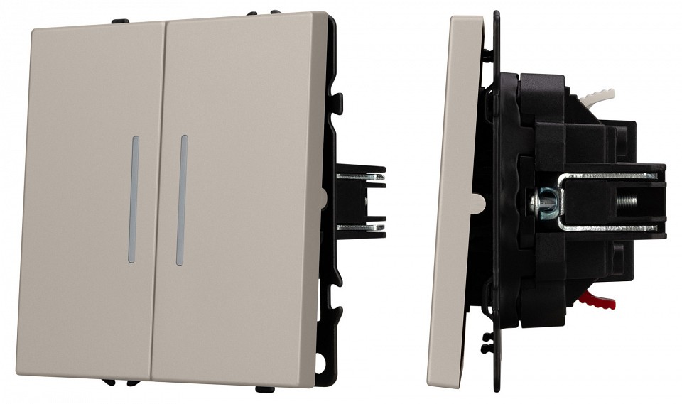 Выключатель проходной двухклавишный с подсветкой без рамки arlight swt-nobe 059421