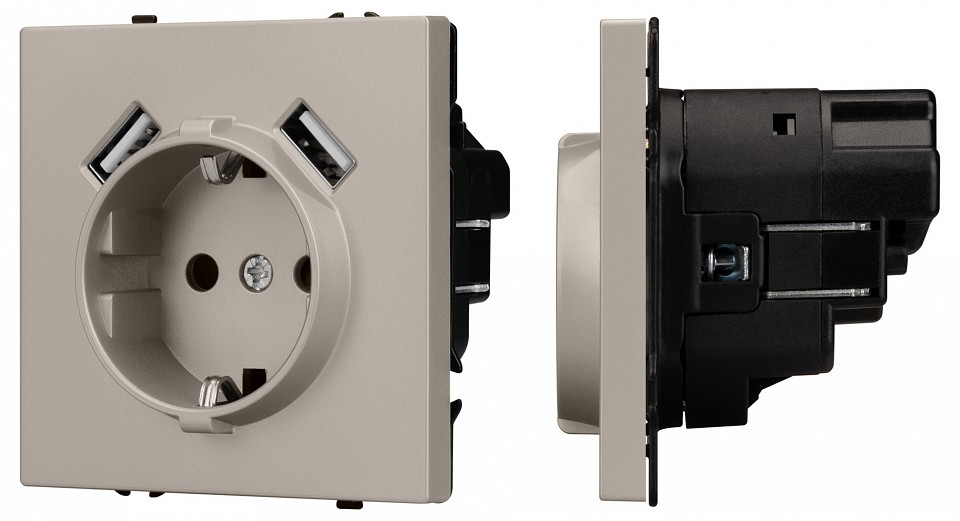 Розетка с заземлением и 2хusb type a, Без рамки arlight sct-nobe 059442